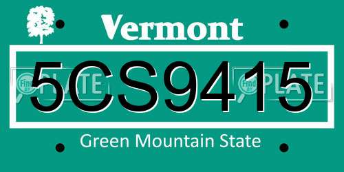 5CS9415 Vermont License Plate