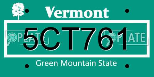 5CT761 Vermont License Plate