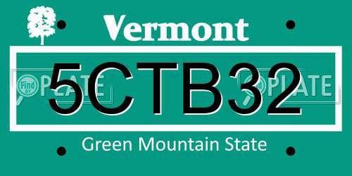 5CTB32 Vermont License Plate