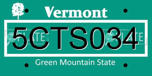 5CTS034 Vermont License Plate