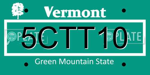 5CTT10 Vermont License Plate