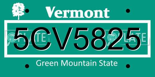5CV5825 Vermont License Plate