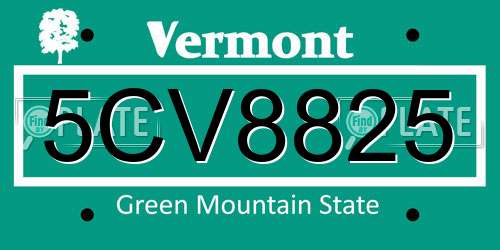 5CV8825 Vermont License Plate
