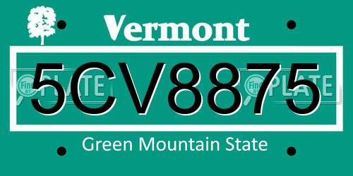 5CV8875 Vermont License Plate