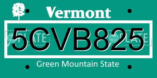 5CVB825 Vermont License Plate