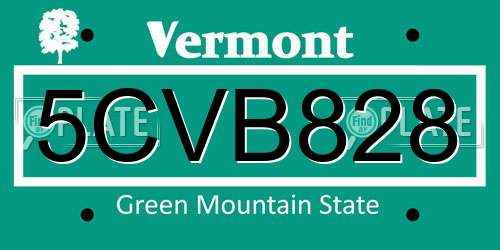 5CVB828 Vermont License Plate