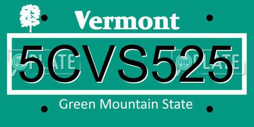 5CVS525 Vermont License Plate