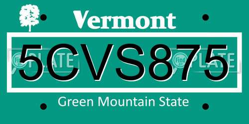 5CVS875 Vermont License Plate