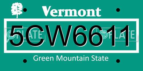 5CW6611 Vermont License Plate