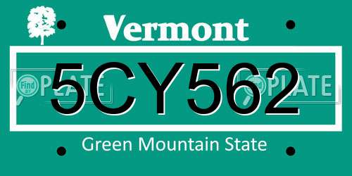 5CY562 Vermont License Plate