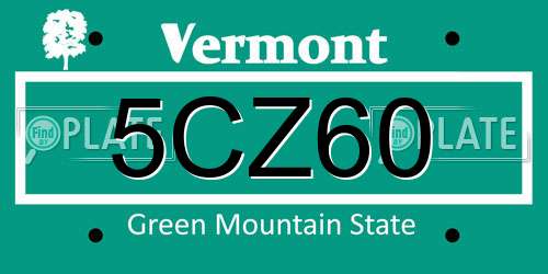 5CZ60 Vermont License Plate