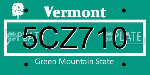 5CZ710 Vermont License Plate
