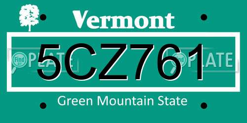 5CZ761 Vermont License Plate