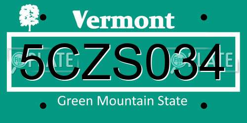 5CZS034 Vermont License Plate