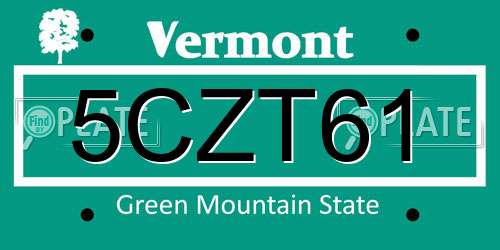 5CZT61 Vermont License Plate