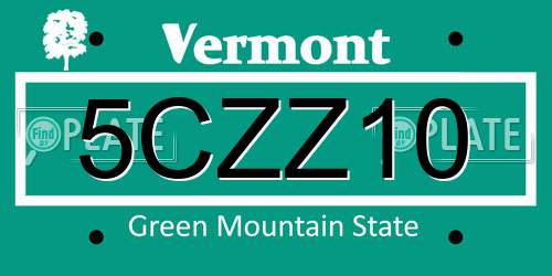 5CZZ10 Vermont License Plate