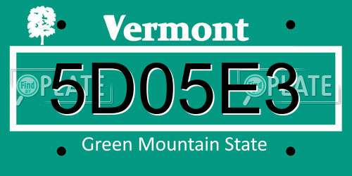 5D05E3 Vermont License Plate