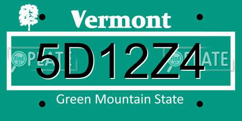 5D12Z4 Vermont License Plate