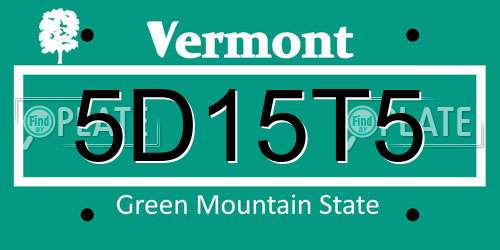5D15T5 Vermont License Plate