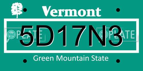 5D17N3 Vermont License Plate