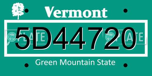 5D44720 Vermont License Plate