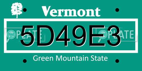 5D49E3 Vermont License Plate