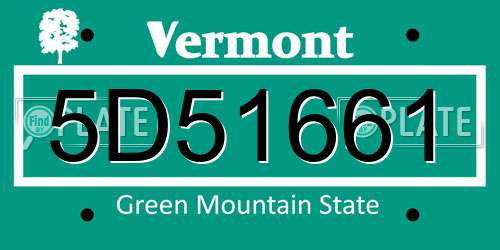 5D51661 Vermont License Plate