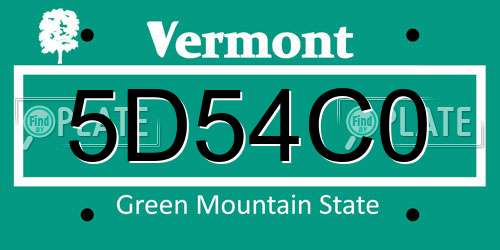 5D54C0 Vermont License Plate