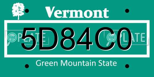 5D84C0 Vermont License Plate