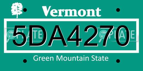 5DA4270 Vermont License Plate