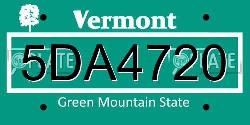 5DA4720 Vermont License Plate