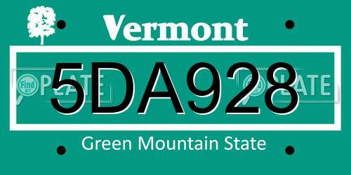 5DA928 Vermont License Plate
