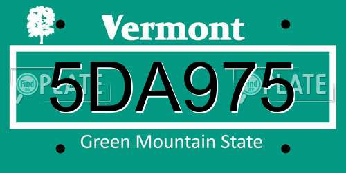 5DA975 Vermont License Plate
