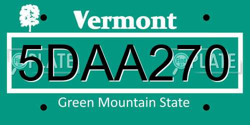 5DAA270 Vermont License Plate