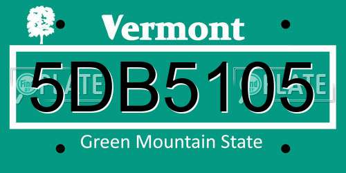 5DB5105 Vermont License Plate