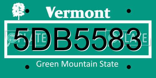 5DB5583 Vermont License Plate