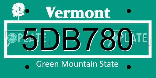 5DB780 Vermont License Plate