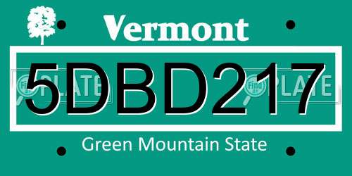 5DBD217 Vermont License Plate