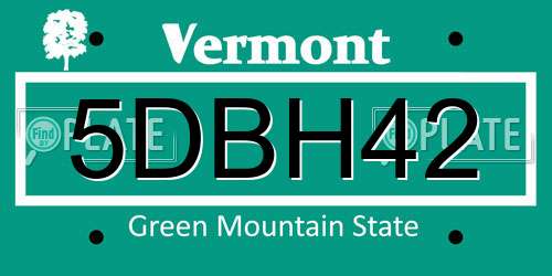 5DBH42 Vermont License Plate
