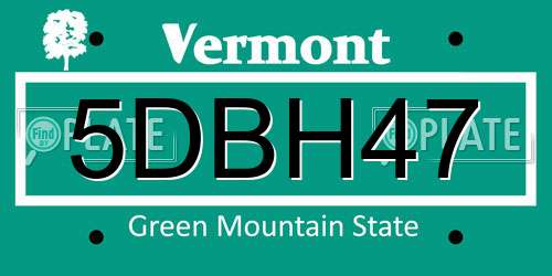 5DBH47 Vermont License Plate