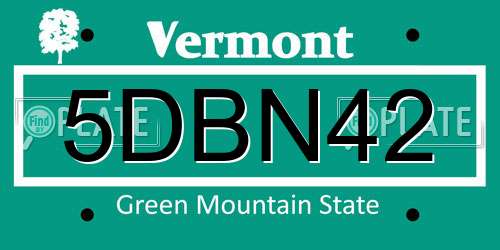 5DBN42 Vermont License Plate