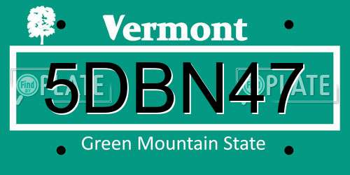 5DBN47 Vermont License Plate