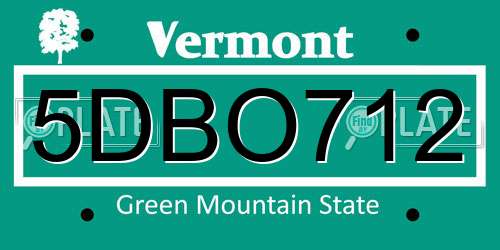 5DBO712 Vermont License Plate