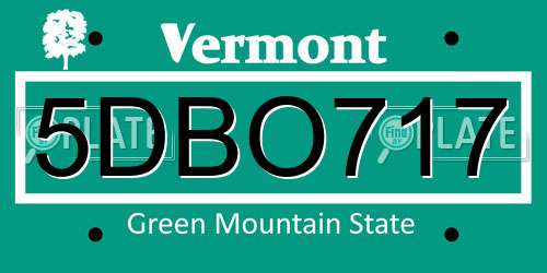 5DBO717 Vermont License Plate