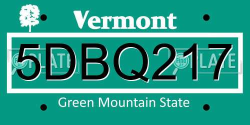 5DBQ217 Vermont License Plate