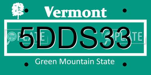 5DDS33 Vermont License Plate