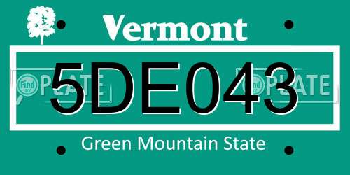 5DE043 Vermont License Plate