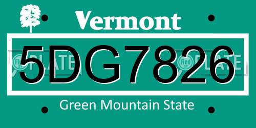 5DG7826 Vermont License Plate