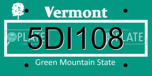 5DI108 Vermont License Plate