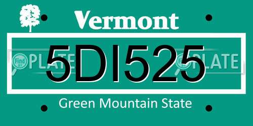 5DI525 Vermont License Plate